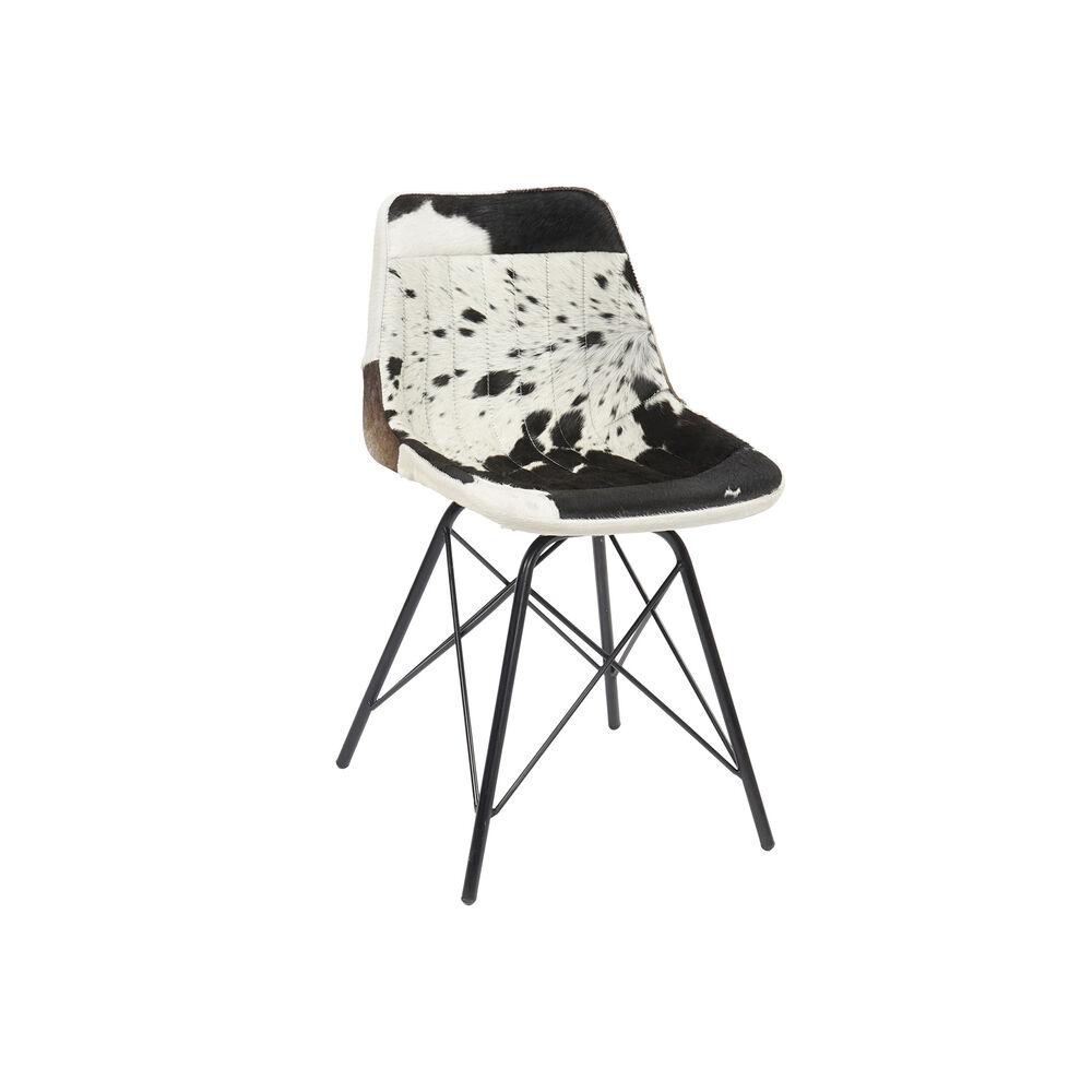 Chaise Design Cuir de Vache et Métal Noir Style Loft. La Marguerite