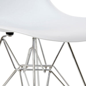White and Metallic Contemporary Dining Chair