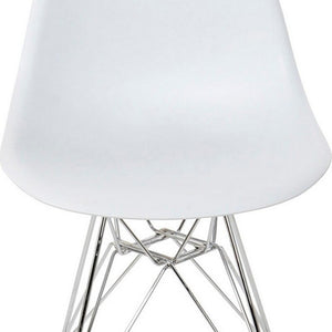 White and Metallic Contemporary Dining Chair