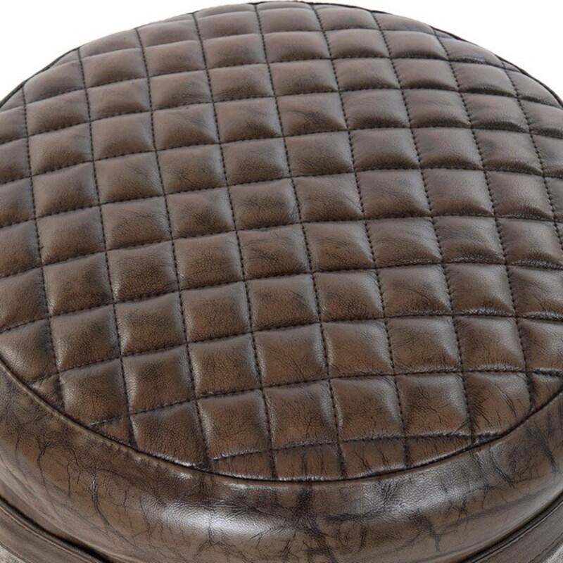 Vintage leather pouf 
