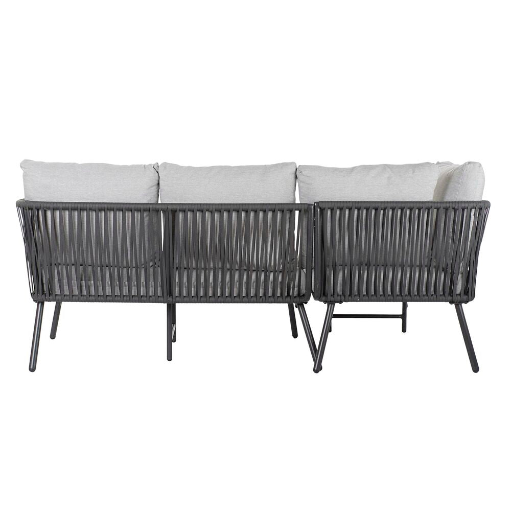 Canapé de jardin Design Contemporain Home Decor Noir Polyester Corde Aluminium (2 pcs) (192 x 163 x 86 cm)