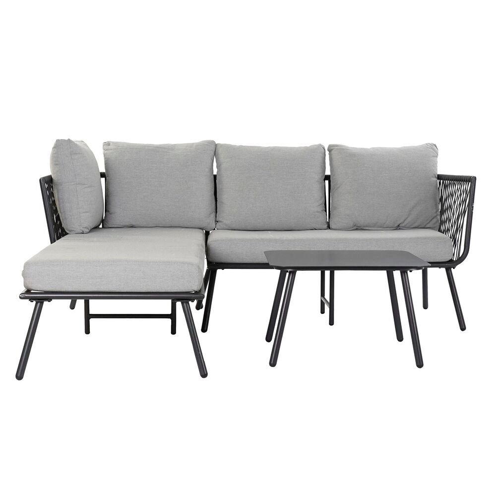 Garden Sofa Contemporary Design Home Decor Black Polyester Rope Aluminum (2 pcs) (192 x 163 x 86 cm) 