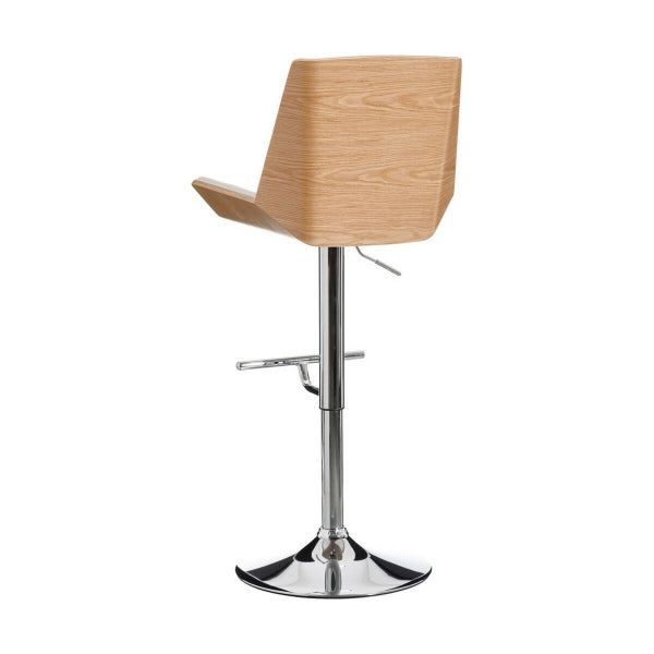 Contemporary Swivel Stool in Wood and White Leather (53 x 50 x 76 cm)